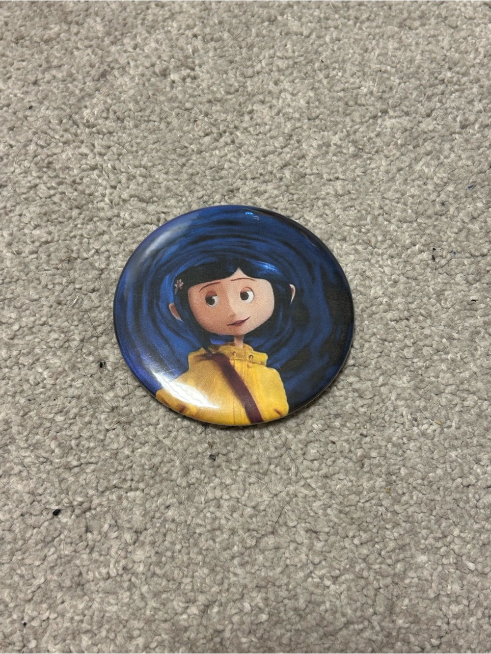 Blue Character Pin Badge with Yellow Accent - Kids Accessories